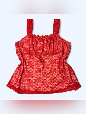 Red Floral Lace Babydoll Top by Venezia!